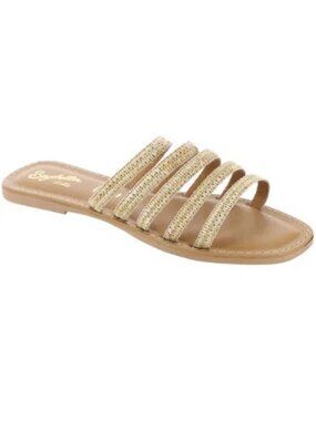 Free People Seychelles Topanga Slide Sandals Natural Raffia Size 10